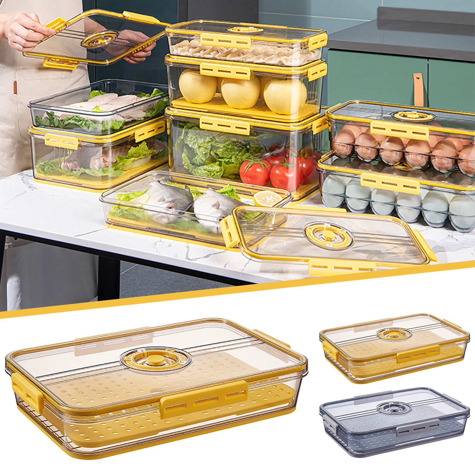 Meuva Fresh Produce Vegetable Fruit Storage Containers With Time Recording  Fridge Storage Container Container And Fridge Organizers Desk Pet